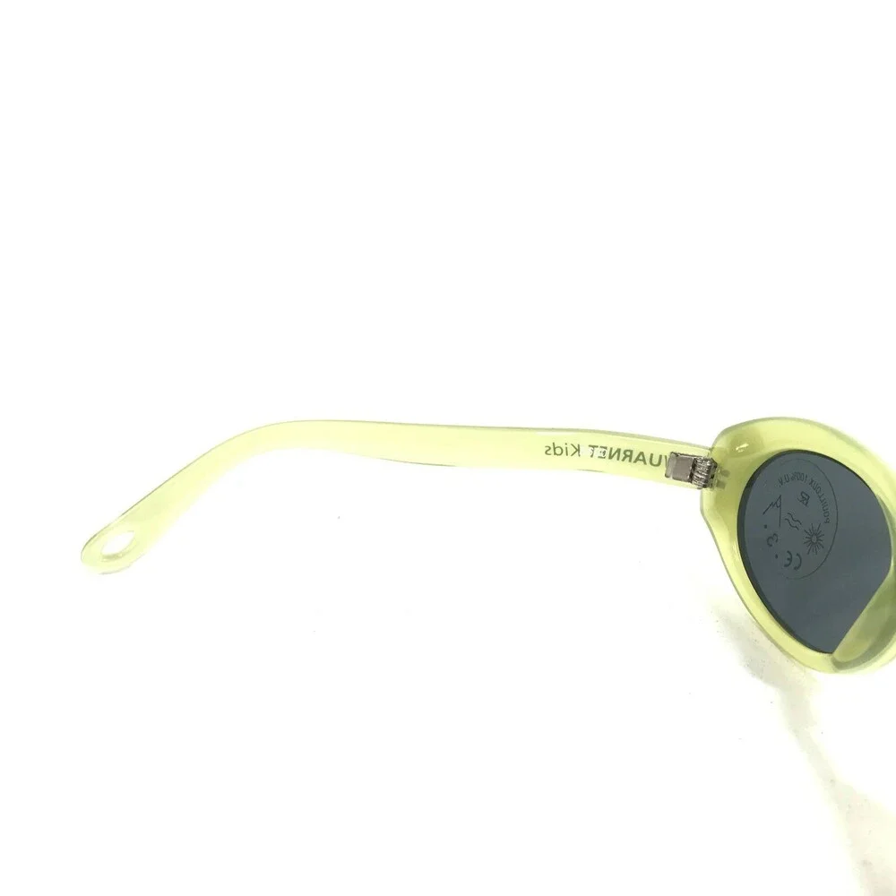 Vaurnet Kids Sunglasses POUILLOUX B600 Clear Green Round Frames with Blue Lenses